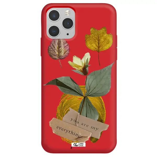 a flower with leaves and a box Apple iPhone 11 pro max Silicone Imperial Red Case