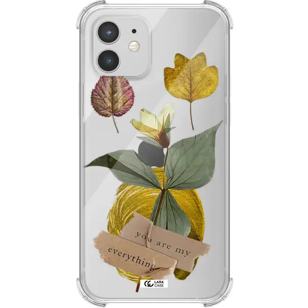 a flower with leaves and a box Apple iPhone 12 Clear PC Case