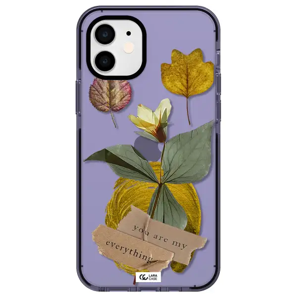 a flower with leaves and a box Apple iPhone 12 impact Lilac Case