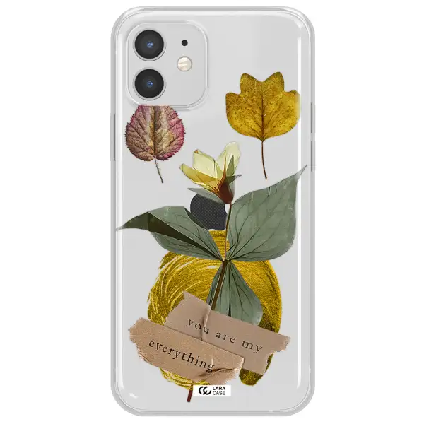 A Flower With Leaves And A Box Apple Iphone 12 Mini Clear Tpu Case