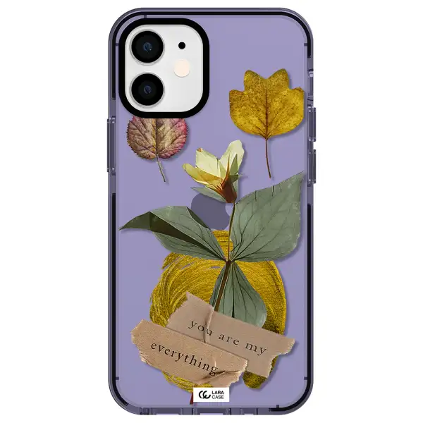 a flower with leaves and a box Apple iPhone 12 mini impact Lilac Case