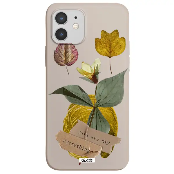 a flower with leaves and a box Apple iPhone 12 mini Silicone Stone Case