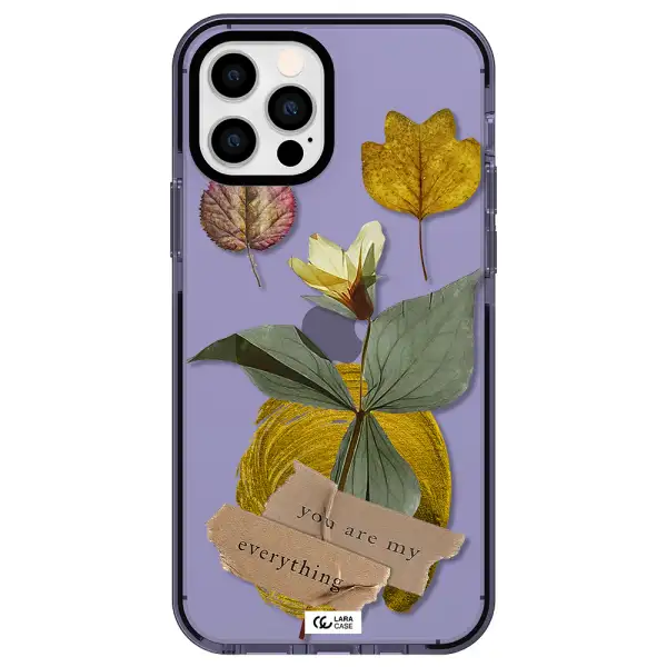 a flower with leaves and a box Apple iPhone 12 pro impact Lilac Case