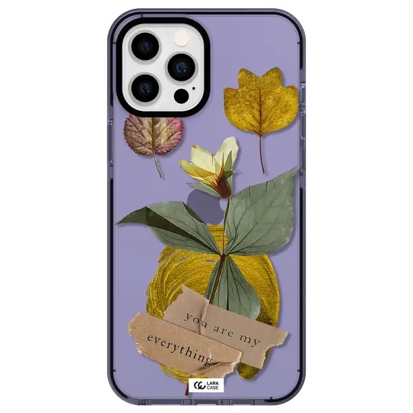 a flower with leaves and a box Apple iPhone 12 pro max impact Lilac Case