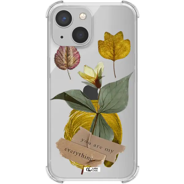 a flower with leaves and a box Apple iPhone 13 Clear PC Case