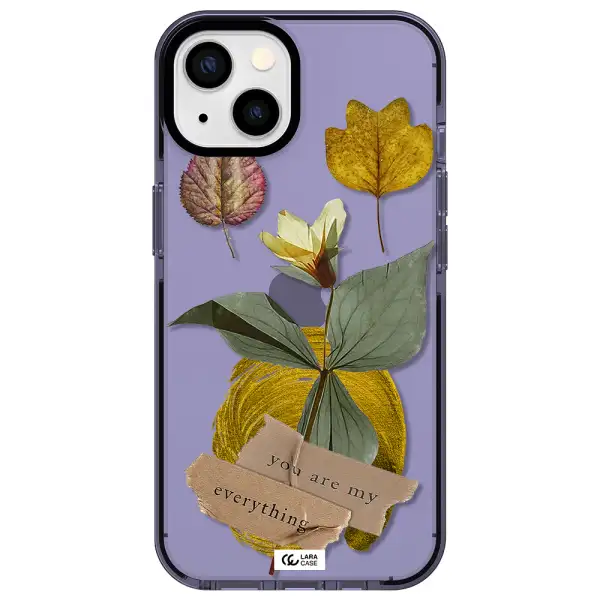 a flower with leaves and a box Apple iPhone 13 impact Lilac Case