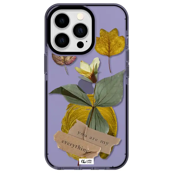 a flower with leaves and a box Apple iPhone 13 Pro impact Lilac Case