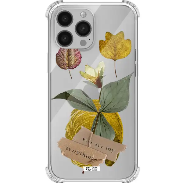 a flower with leaves and a box Apple iPhone 13 Pro Max Clear PC Case