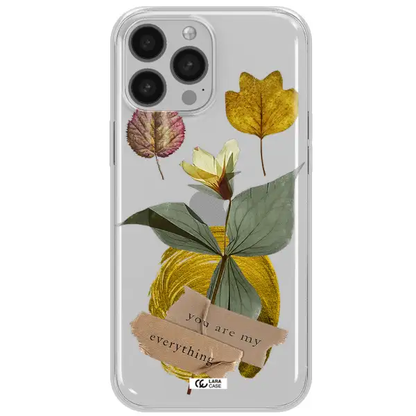 A Flower With Leaves And A Box Apple Iphone 13 Pro Max Clear Tpu Case
