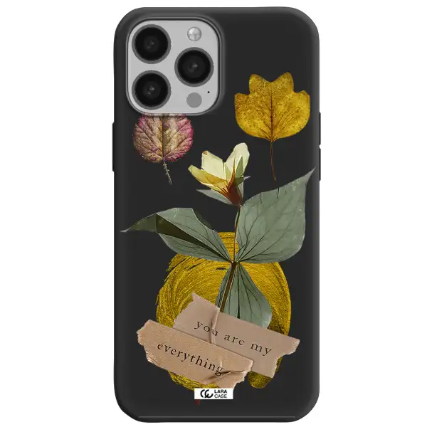 a flower with leaves and a box Apple iPhone 13 Pro Max Silicone black Case