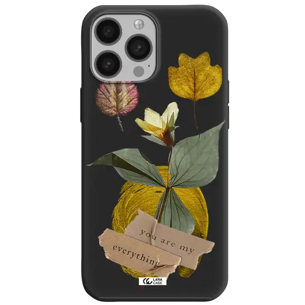 a flower with leaves and a box Apple iPhone 13 Pro Silicone black Case