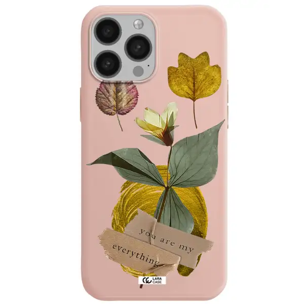 a flower with leaves and a box Apple iPhone 13 Pro Silicone pastel pink Case