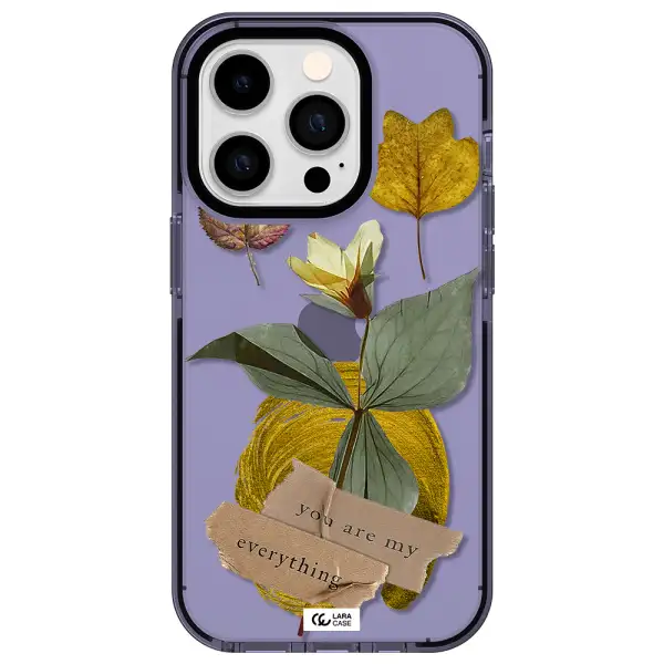 a flower with leaves and a box Apple iPhone 14 pro impact Lilac Case