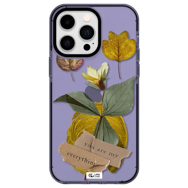 a flower with leaves and a box Apple iPhone 15 Pro impact Lilac Case