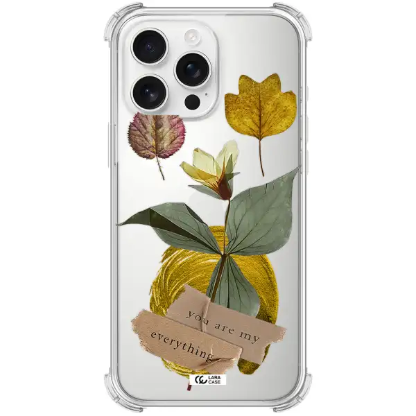 A Flower With Leaves And A Box Apple Iphone 16 Pro Max Clear Pc Case