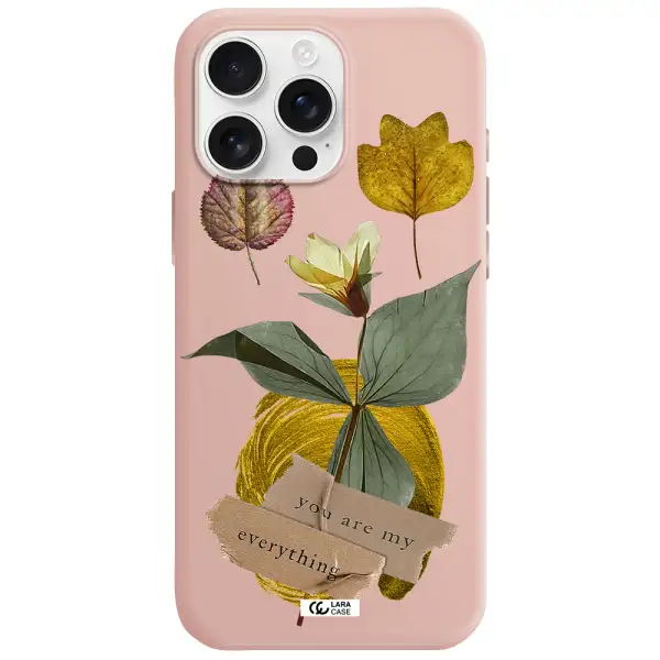 A Flower With Leaves And A Box Apple Iphone 16 Pro Max Silicone Pastel Pink Case