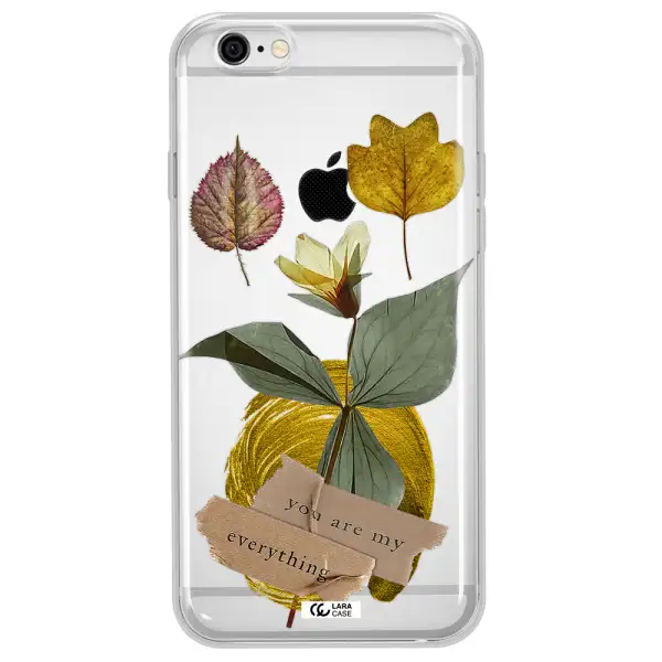 A Flower With Leaves And A Box Apple Iphone 6 Clear Tpu Case