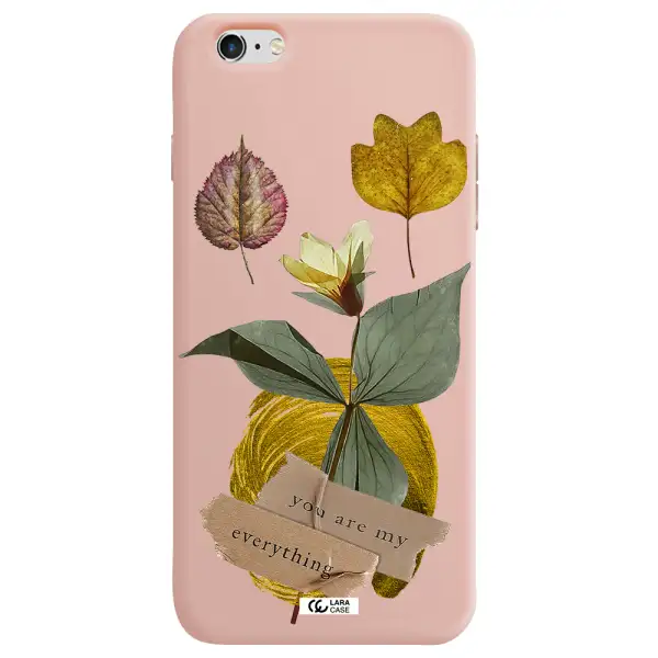 a flower with leaves and a box Apple iPhone 6 plus Silicone pastel pink Case