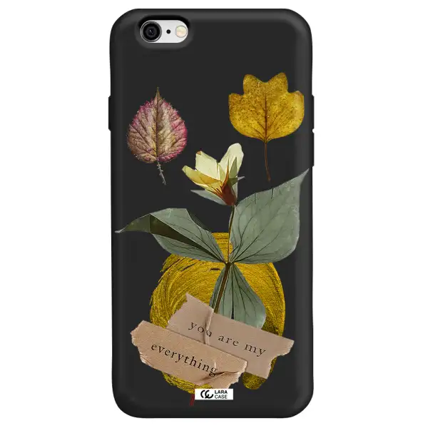 a flower with leaves and a box Apple iPhone 6 Silicone black Case