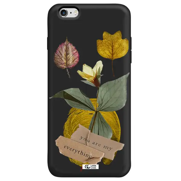 a flower with leaves and a box Apple iPhone 6S Silicone black Case