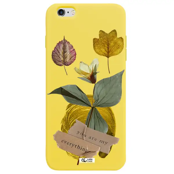 a flower with leaves and a box Apple iPhone 6S Silicone canary yellow Case