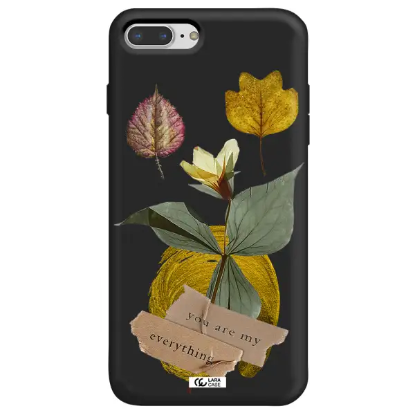 a flower with leaves and a box Apple iPhone 7 plus Silicone black Case