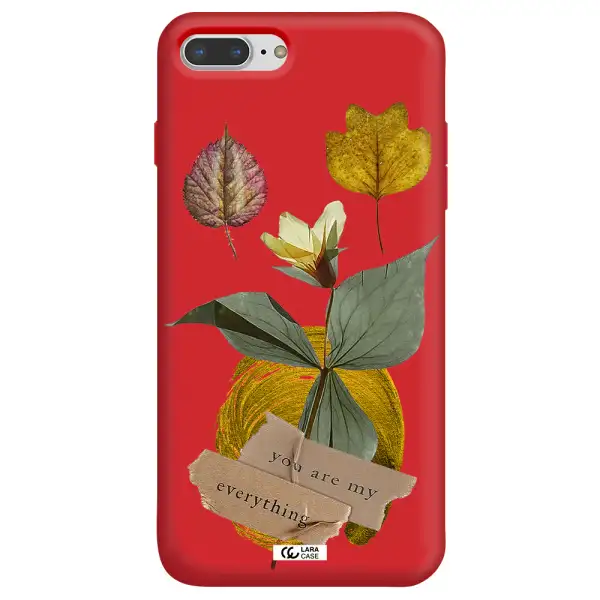 a flower with leaves and a box Apple iPhone 7 plus Silicone Imperial Red Case