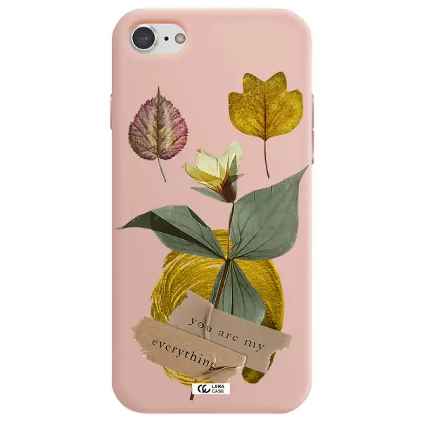 a flower with leaves and a box Apple iPhone 7 Silicone pastel pink Case