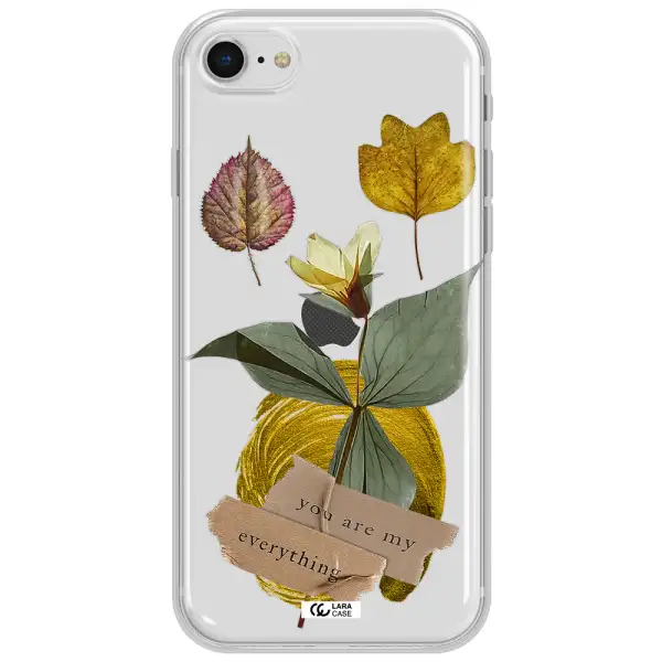 A Flower With Leaves And A Box Apple Iphone Se 2020 Clear Tpu Case