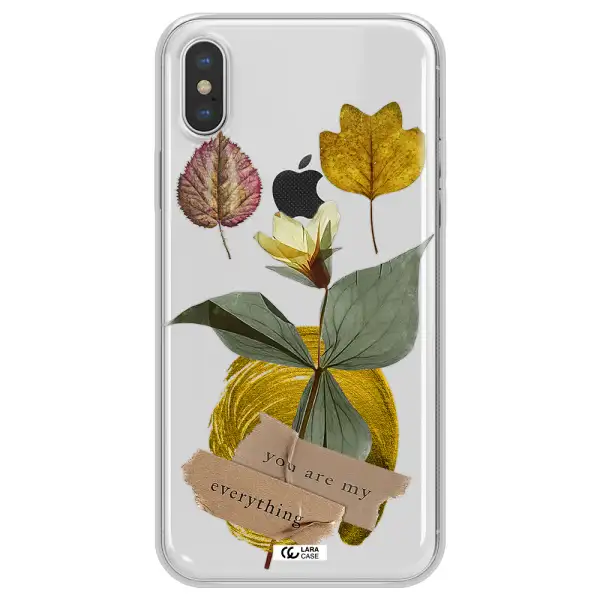 A Flower With Leaves And A Box Apple Iphone X Clear Tpu Case