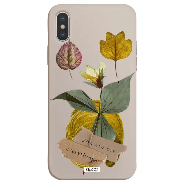 a flower with leaves and a box Apple iPhone X Silicone Stone Case