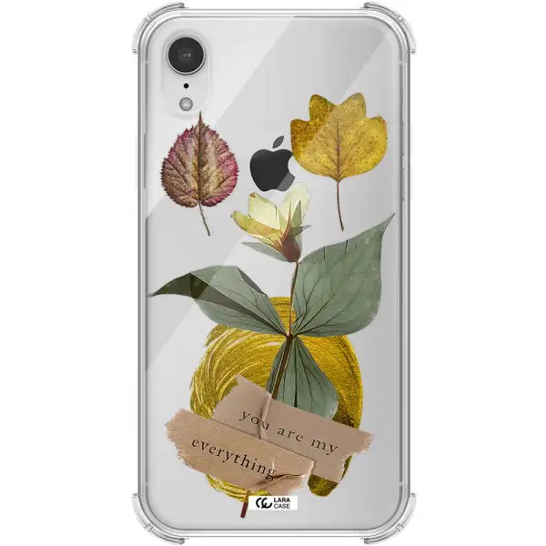 a flower with leaves and a box Apple iPhone XR Clear PC Case