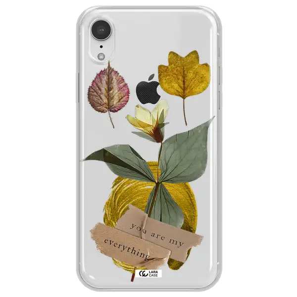 A Flower With Leaves And A Box Apple Iphone Xr Clear Tpu Case