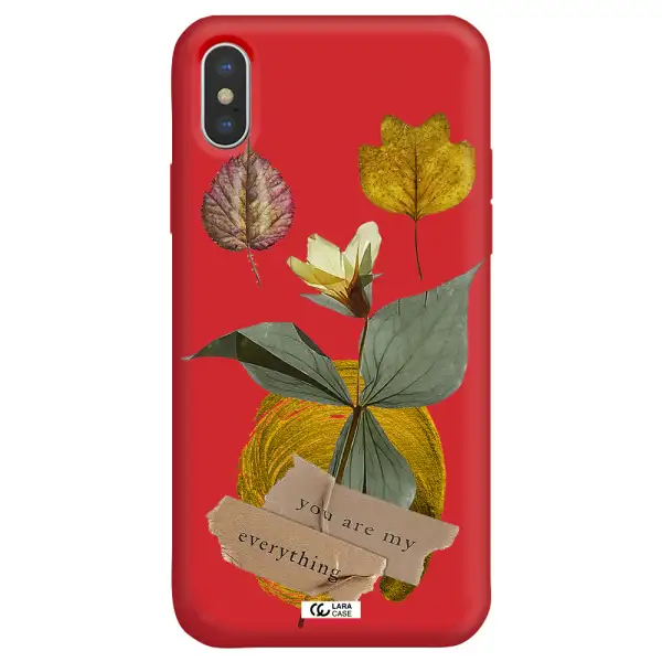 a flower with leaves and a box Apple iPhone XS max Silicone Imperial Red Case