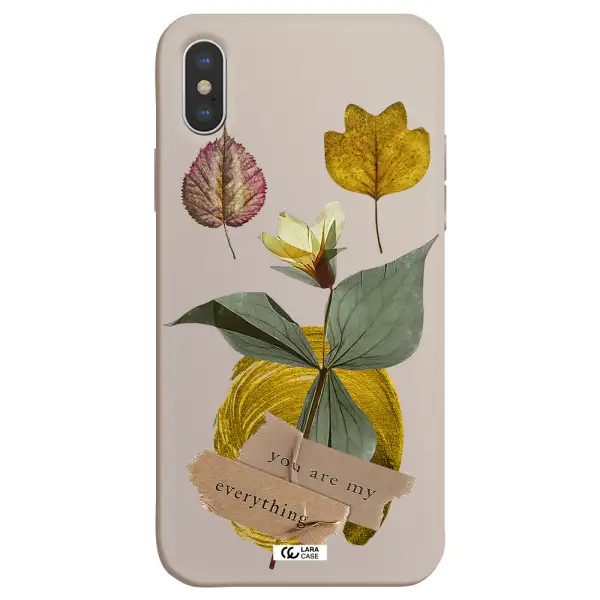 a flower with leaves and a box Apple iPhone XS Silicone Stone Case