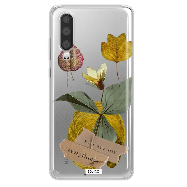 A Flower With Leaves And A Box Huawei P30 Clear Tpu Case