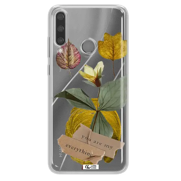 A Flower With Leaves And A Box Huawei Y6P Clear Tpu Case