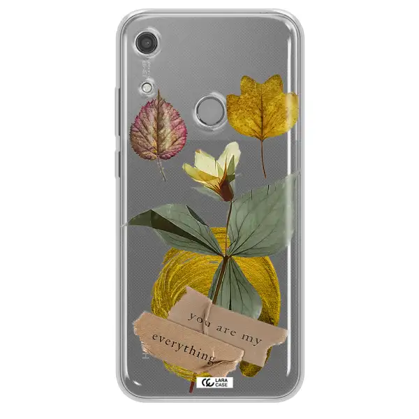 A Flower With Leaves And A Box Huawei Y6S Clear Tpu Case
