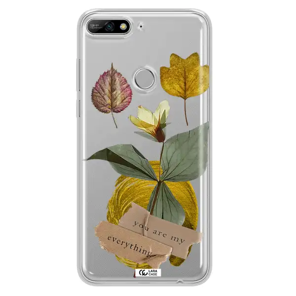 A Flower With Leaves And A Box Huawei Y7 2018 Clear Tpu Case