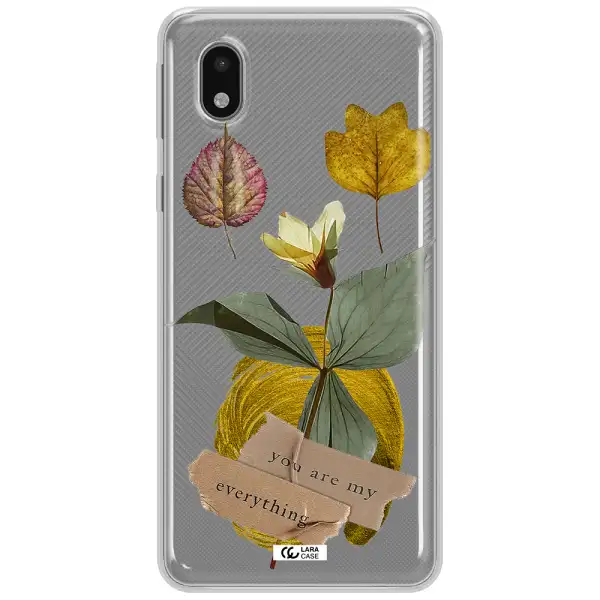 A Flower With Leaves And A Box Samsung A01 Core Clear Tpu Case