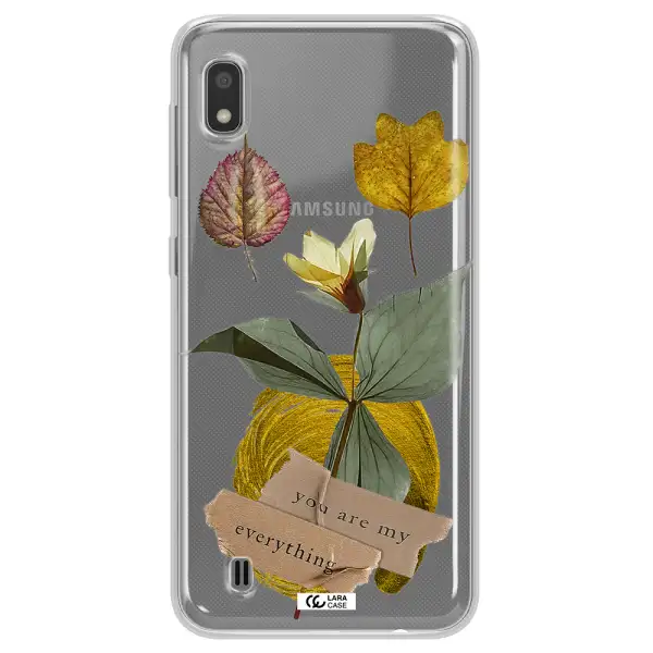 A Flower With Leaves And A Box Samsung A10 Clear Tpu Case