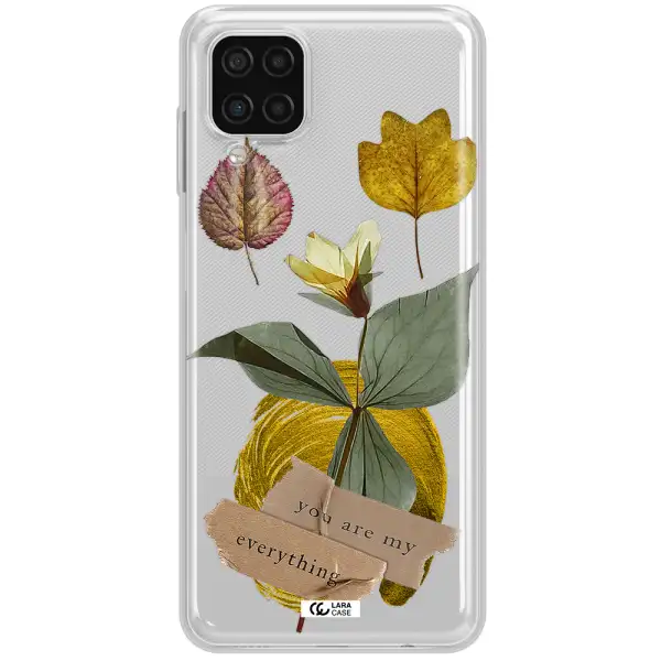 A Flower With Leaves And A Box Samsung A12 4G Clear Tpu Case