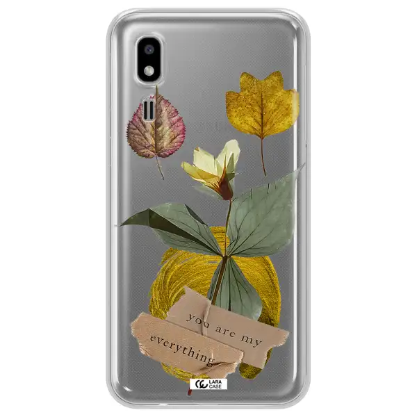 A Flower With Leaves And A Box Samsung A2 Core Clear Tpu Case