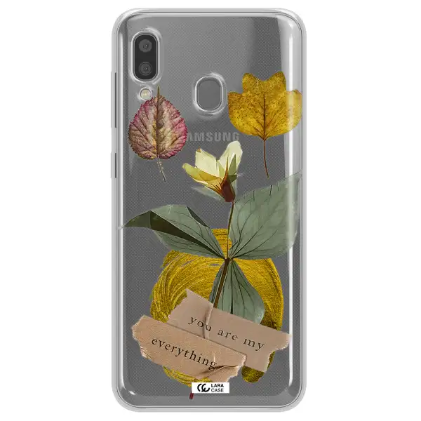 A Flower With Leaves And A Box Samsung A20 Clear Tpu Case