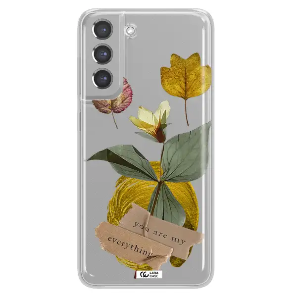A Flower With Leaves And A Box Samsung A21 Fe Clear Tpu Case