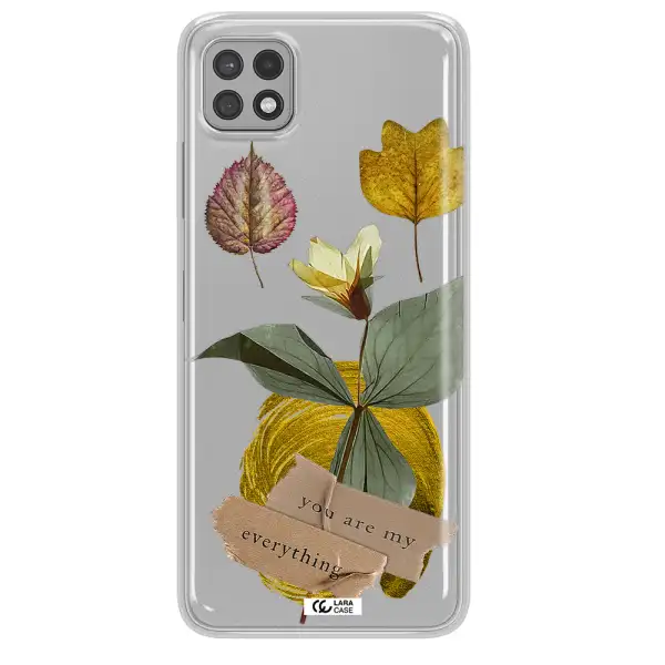A Flower With Leaves And A Box Samsung A22 5G Clear Tpu Case