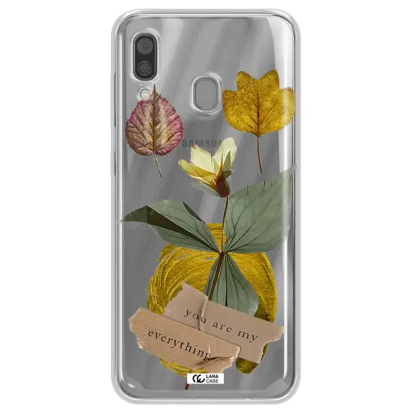 A Flower With Leaves And A Box Samsung A30 Clear Tpu Case