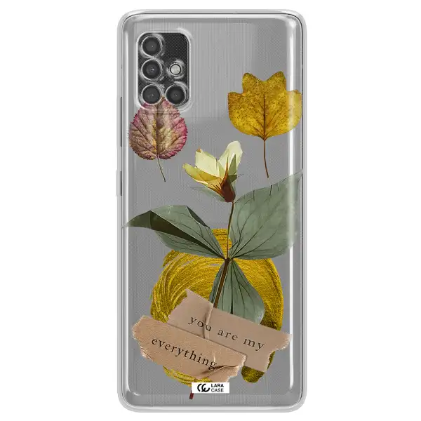 A Flower With Leaves And A Box Samsung A40S Clear Tpu Case