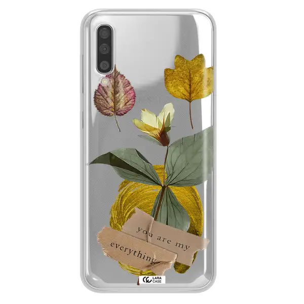 A Flower With Leaves And A Box Samsung A50S Clear Tpu Case