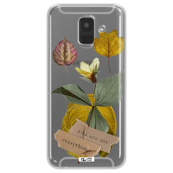 A Flower With Leaves And A Box Samsung A6 Clear Tpu Case